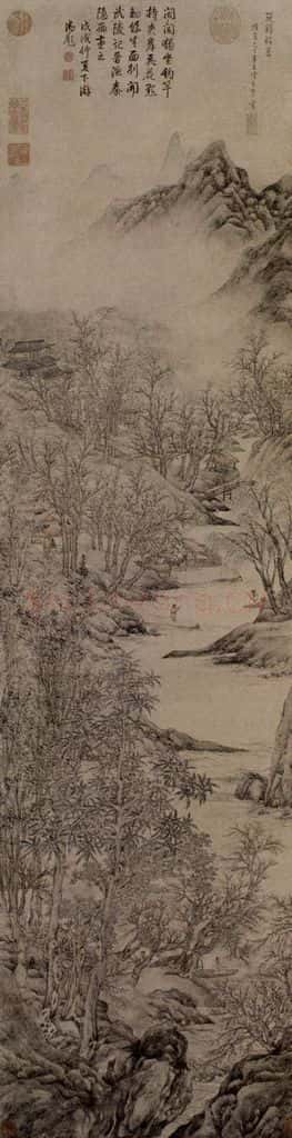 明 文伯仁《花溪漁隱圖軸》书画作品