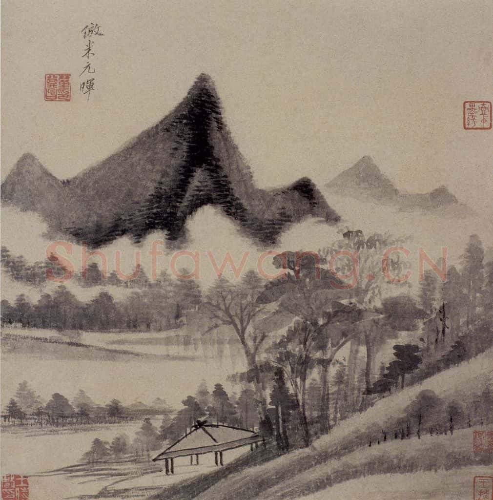 明 董其昌《仿古山水圖頁》书画作品