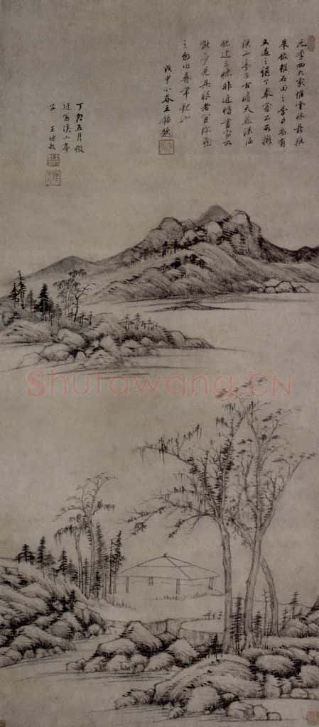 清 王時敏《溪山亭子圖軸》书画作品