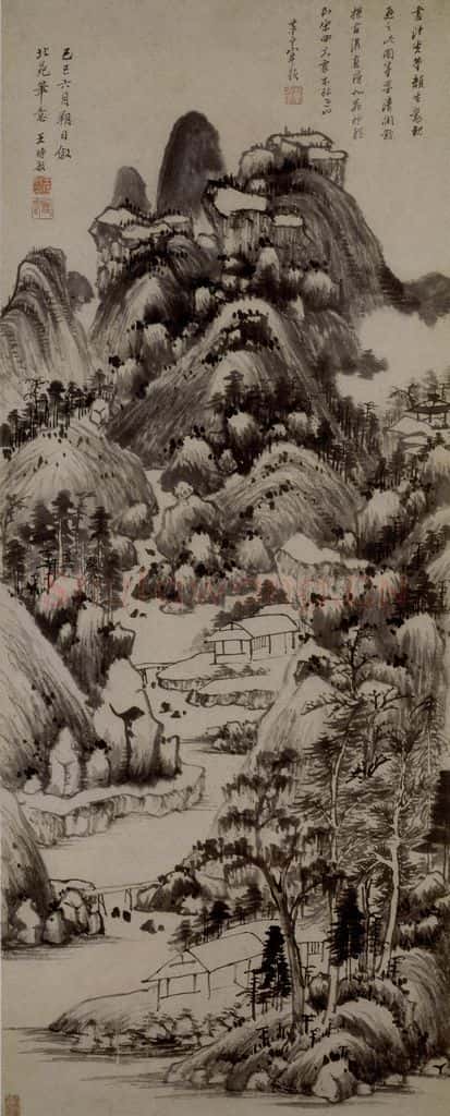 清 王時敏《仿董北苑山水圖軸》书画作品