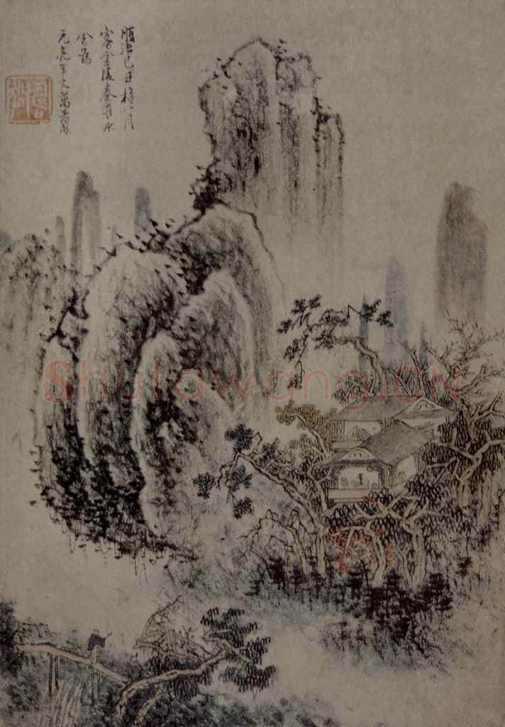 清 萬壽祺《山水圖頁》书画作品
