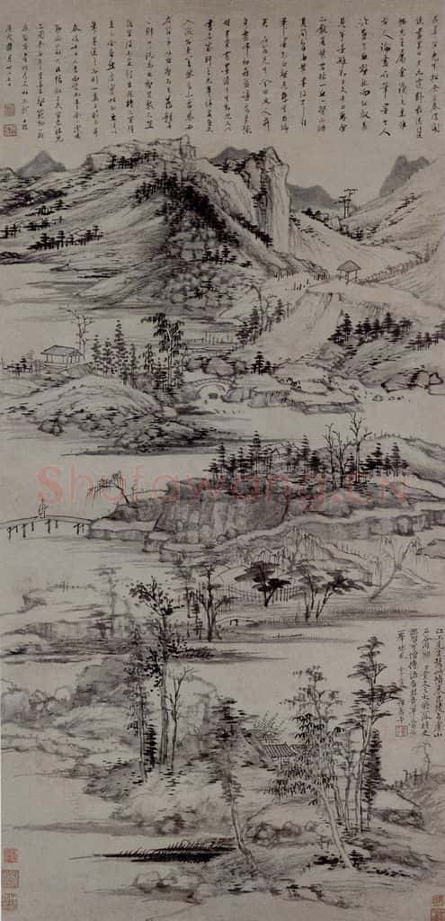清 查士標《仿黄公望富春覽勝圖軸》书画作品
