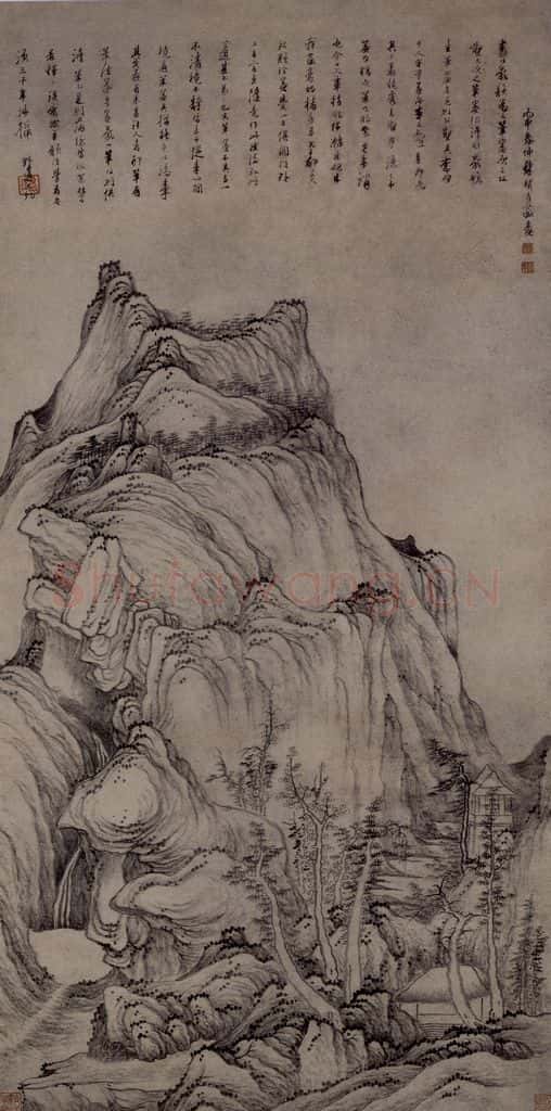 清 龔賢《自藏山水圖軸》书画作品