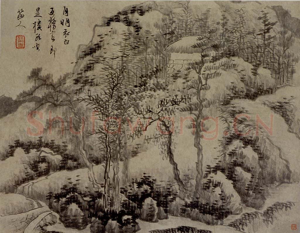 清 龔賢《葉林草閣圖頁》书画作品
