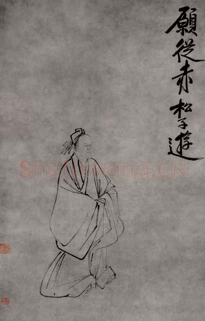 清 張風《張良像軸》书画作品