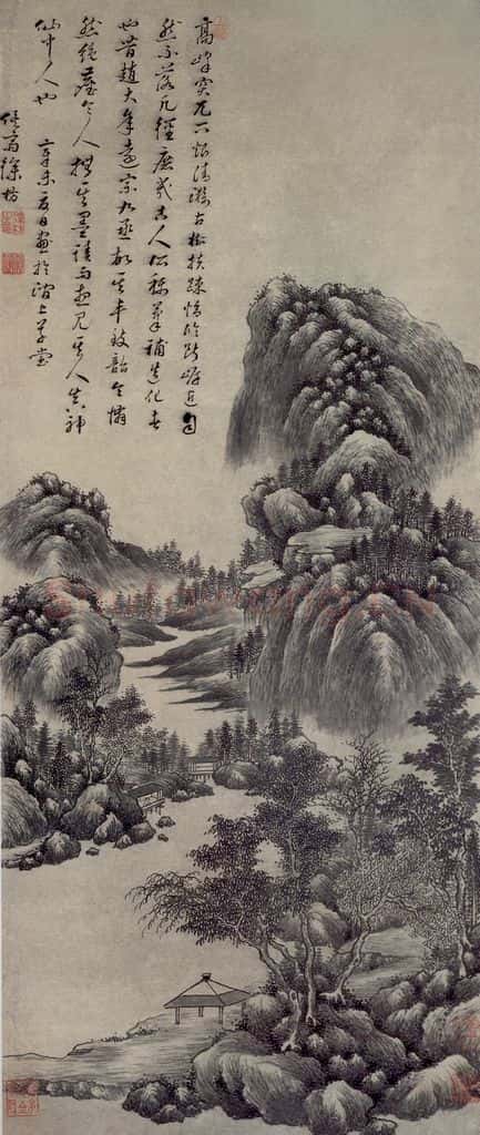 清 徐枋《山水圖軸》书画作品