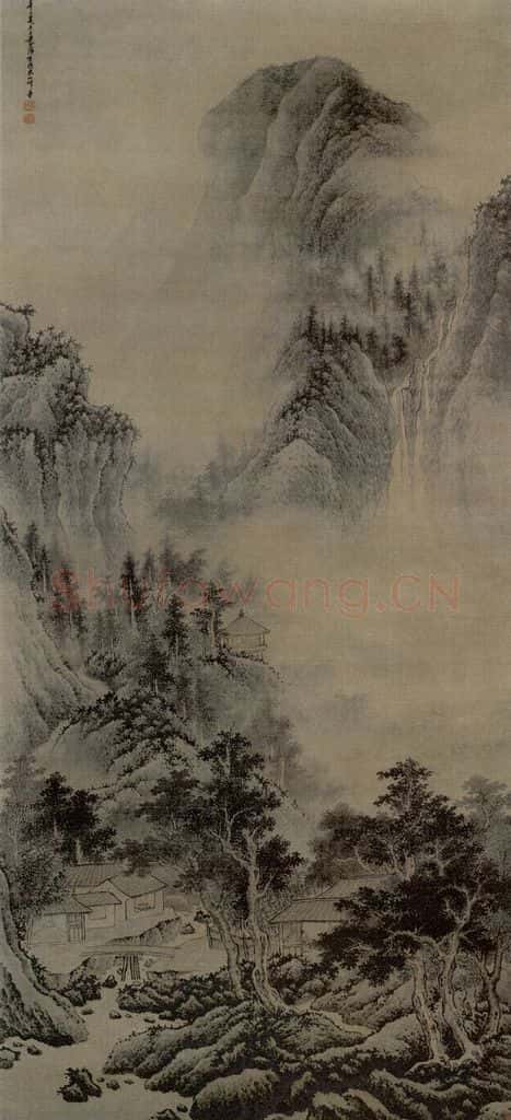 清 武丹《高山煙雲圖軸》书画作品