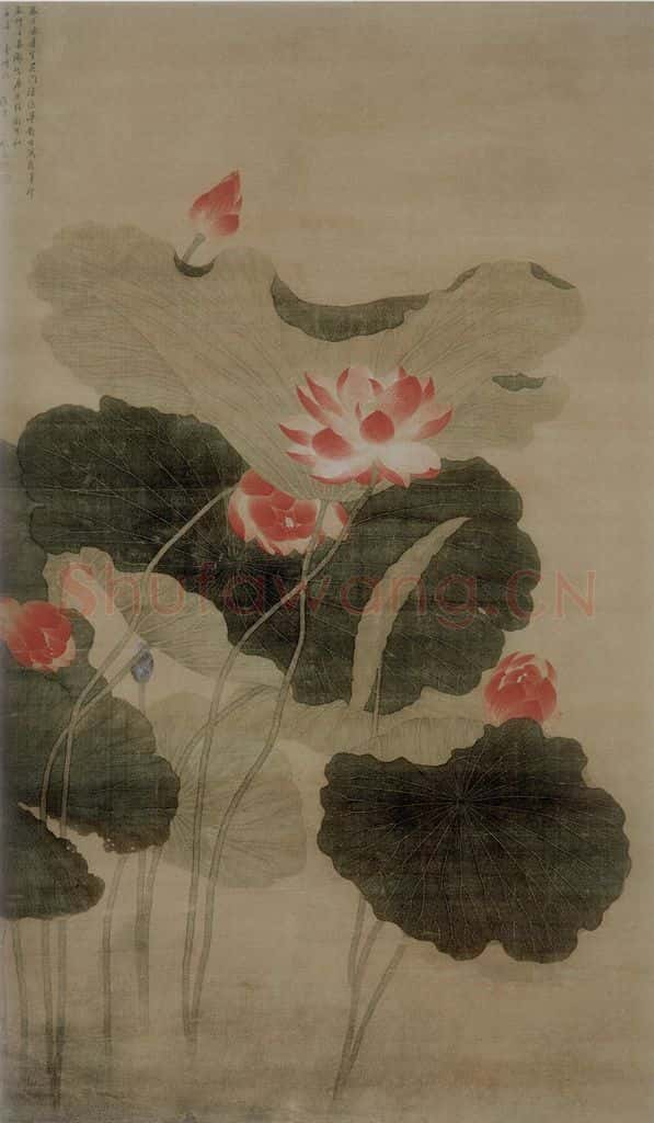 清 刘察《荷花图轴》书画作品