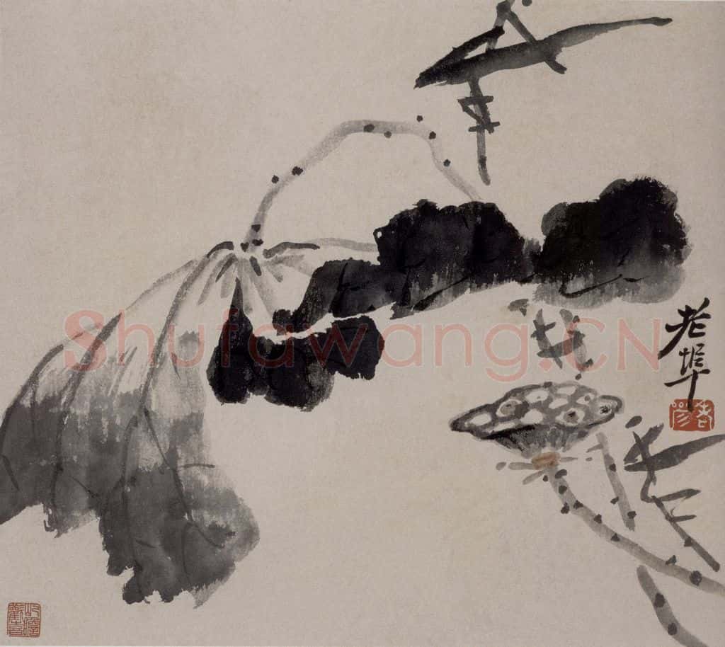 清 高凤翰《荷花图页》书画作品
