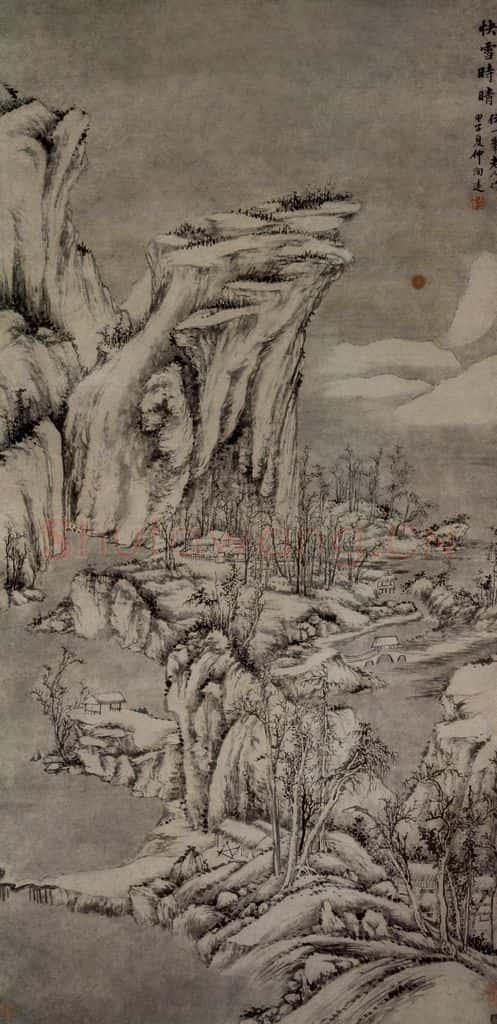 清 方士庶《快雪时晴图轴》书画作品