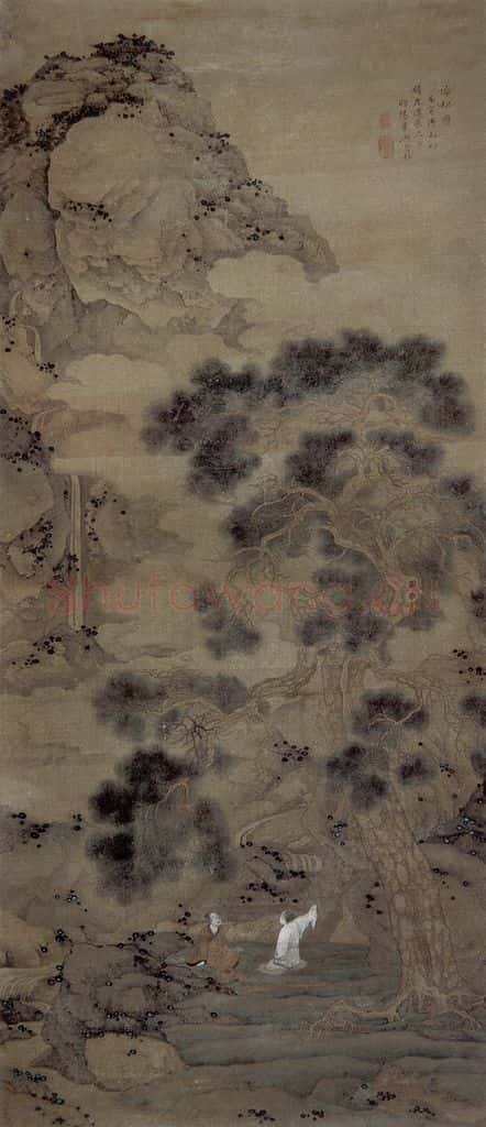 清 顧符積《論松图轴》书画作品