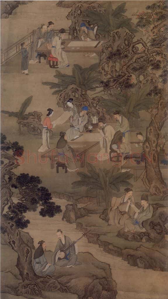 清 王雲《西園雅集图轴》(局部) 书画作品