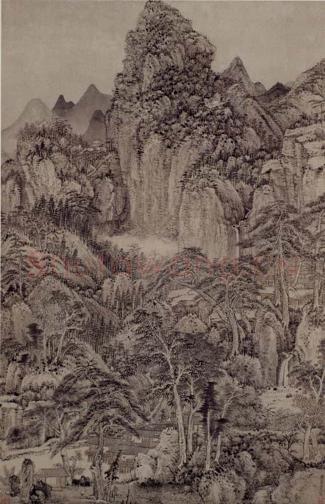 清 王昱《仿黄鶴山樵山水图轴》书画作品