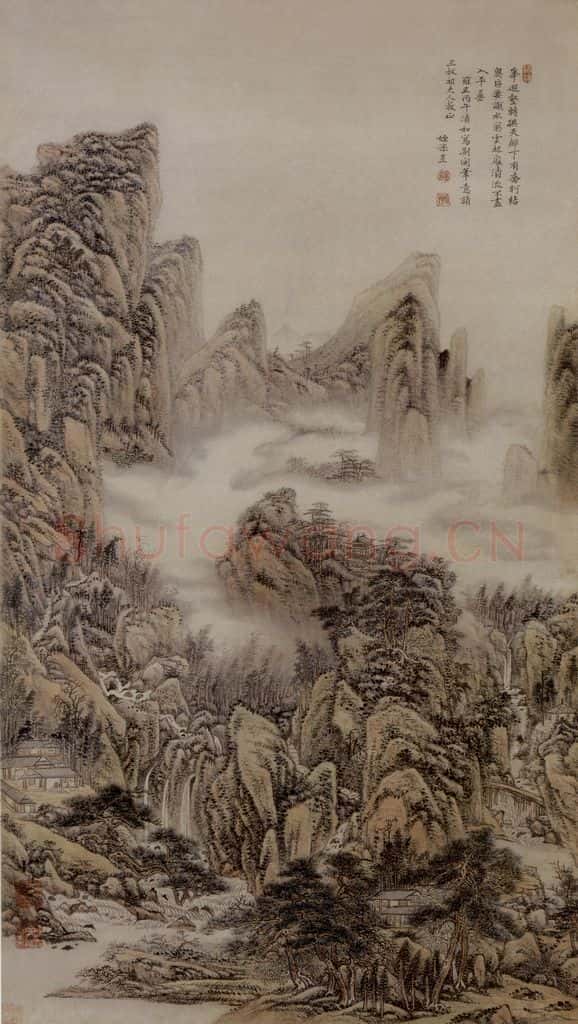清 王昱《重林复嶂图轴》书画作品