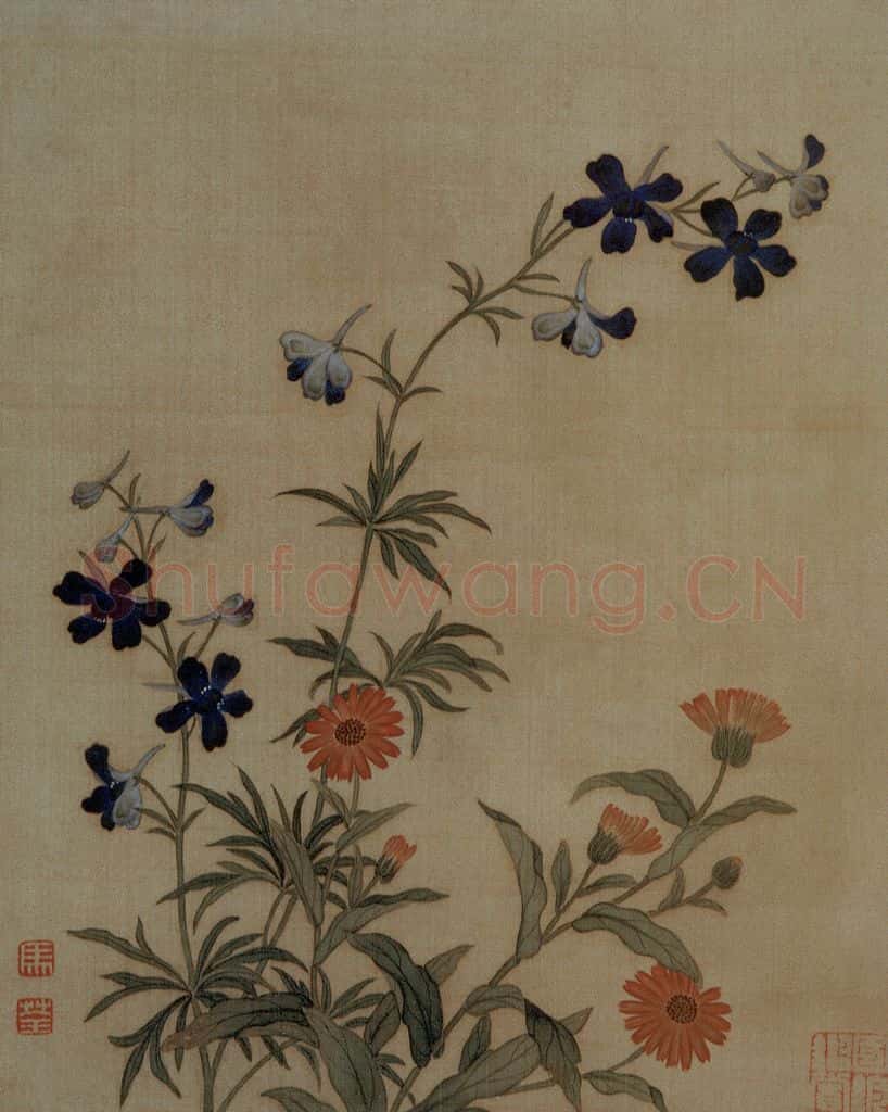 清 马荃《花鸟草虫页》书画作品