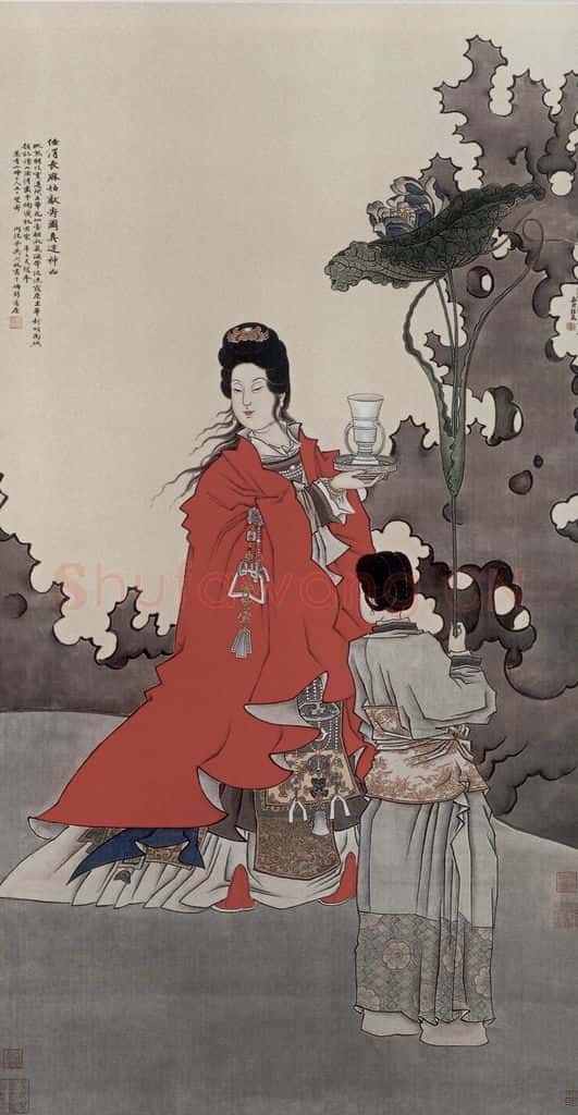 清 任熊《麻姑献寿图轴》书画作品