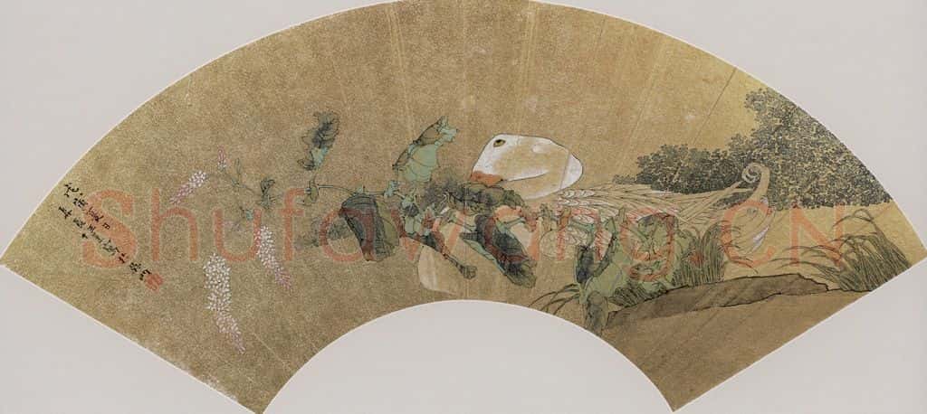 清 任薰《鹅扇页》书画作品