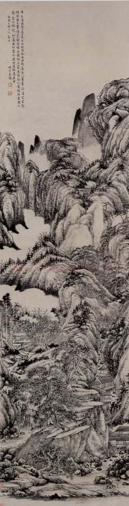 清 朱本《山水图轴》书画作品