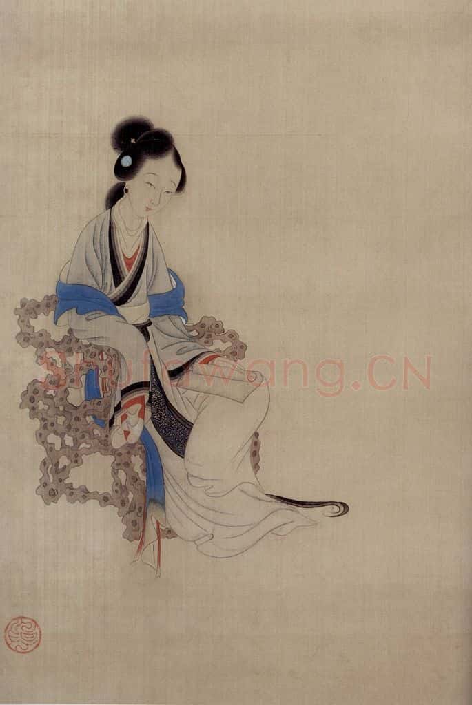 清 改琦《元机诗意图轴》书画作品