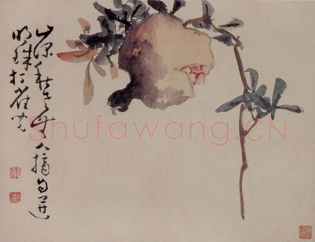 清 黄慎《石榴图页》书画作品