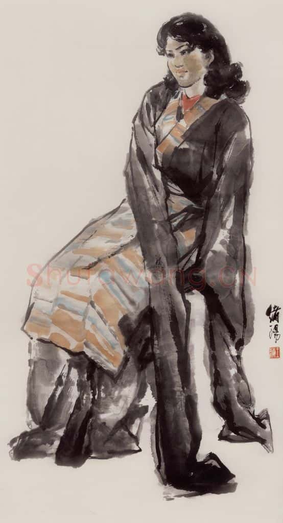 1982年 王绪阳《藏女》书画作品