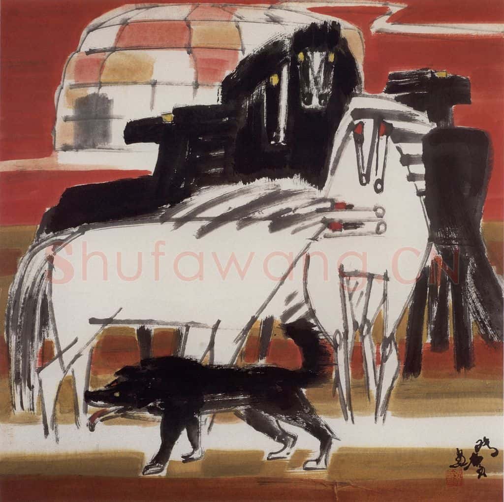 现代 张广《草原金秋》书画作品
