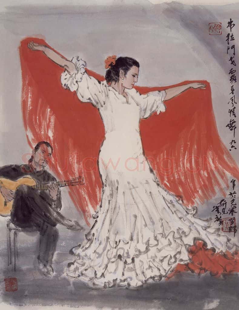 现代 张广《弗拉门戈舞》书画作品