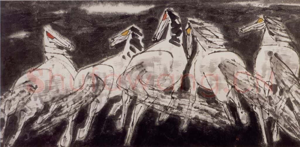 现代 张广《奔向光明》书画作品