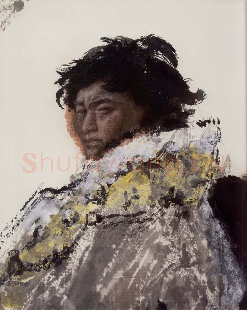 张广《黄河源头牧羊人》(局部) 书画作品