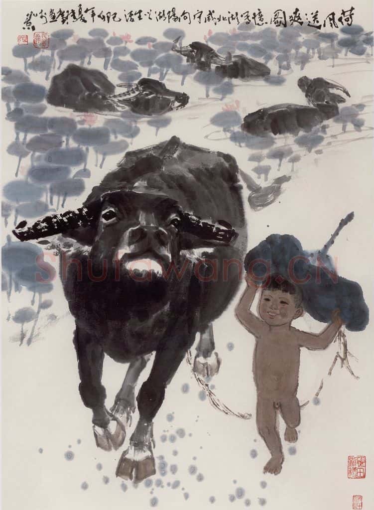 现代 张广《荷风送爽》书画作品