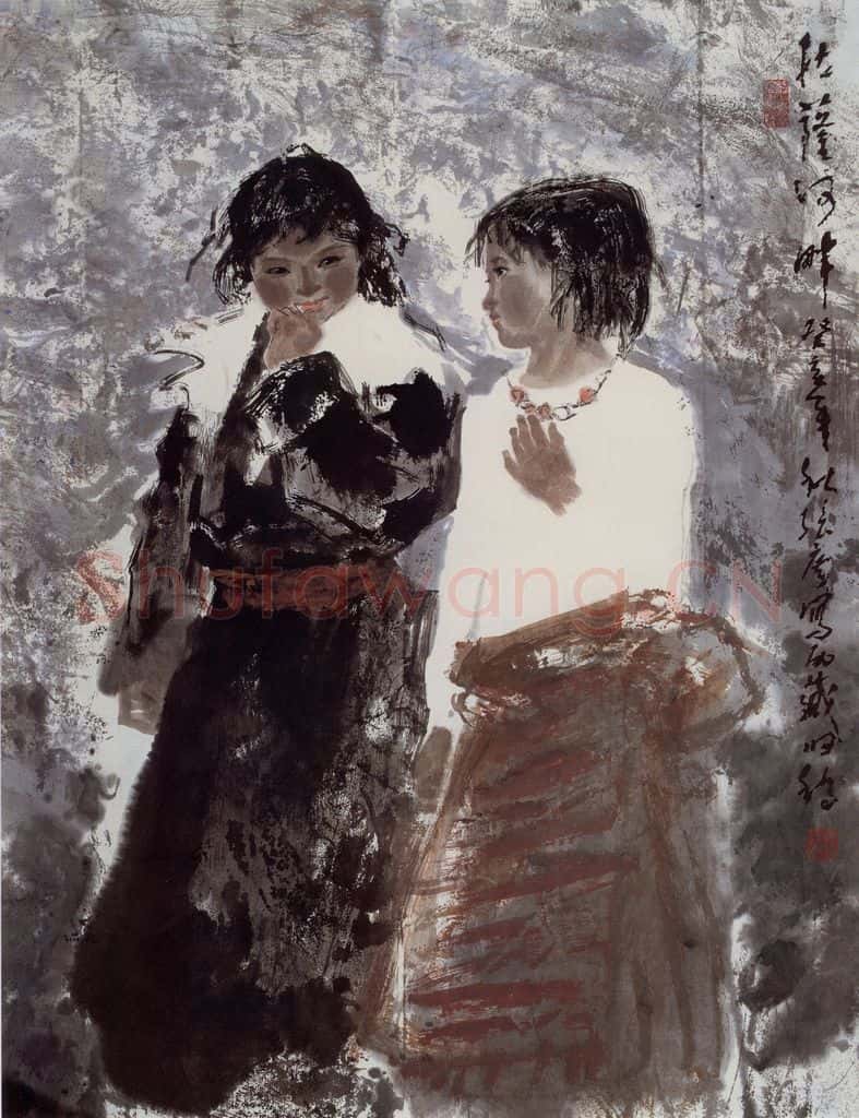 张广《拉萨河畔》书画作品