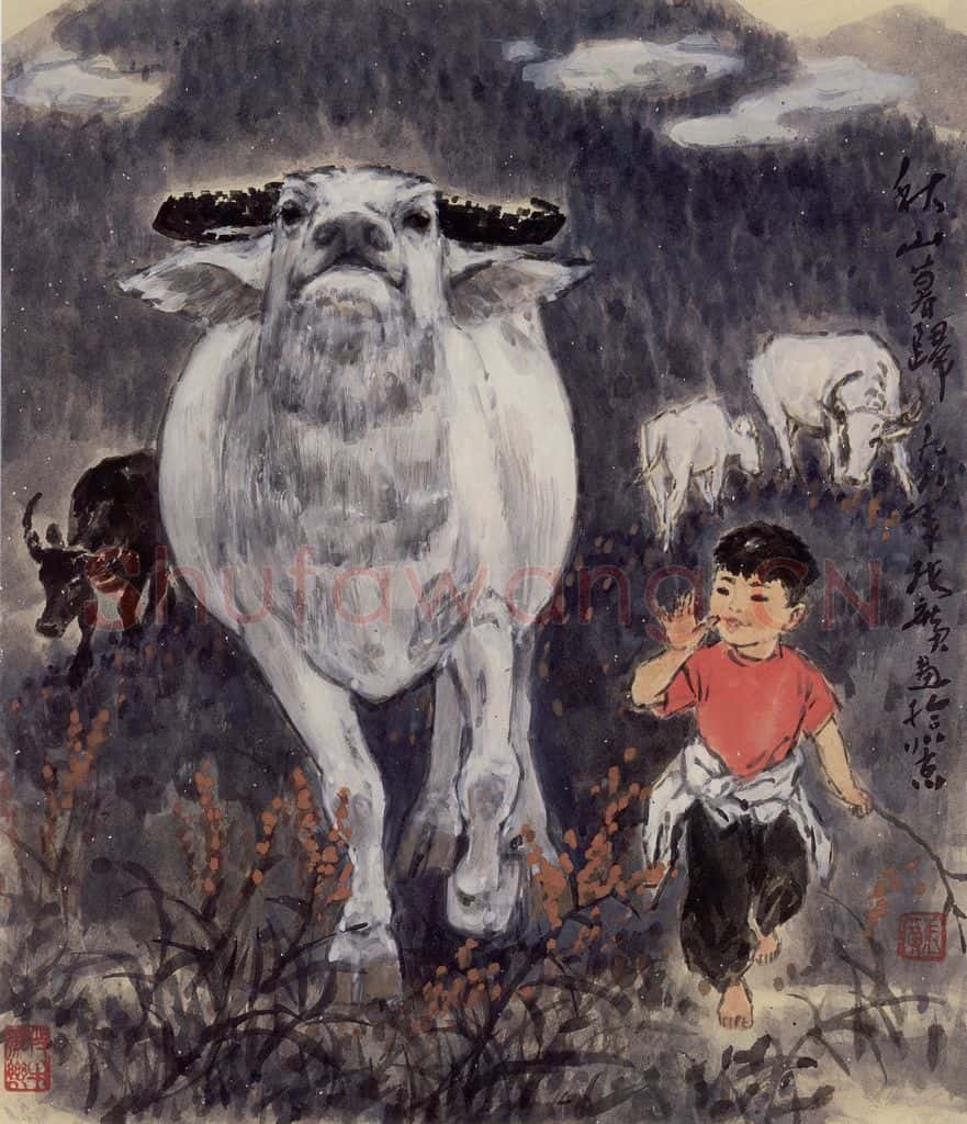 现代 张广《秋山暮归图》书画作品