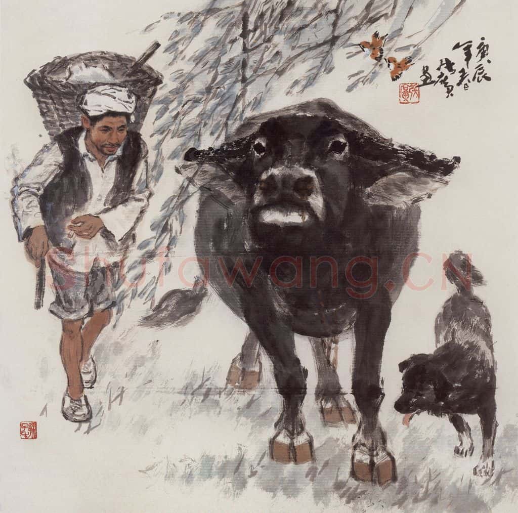 现代 张广《春播时节》书画作品