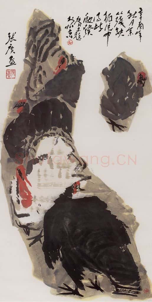 张广《拓片火鸡》书画作品