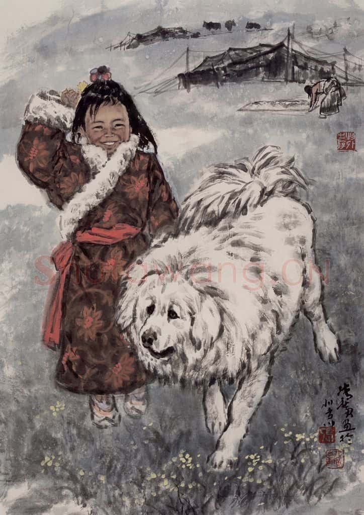 现代 张广《伙伴》书画作品