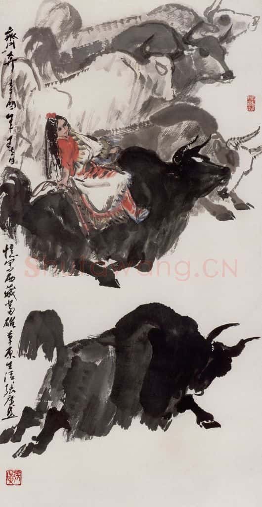  张广《奔牛》书画作品