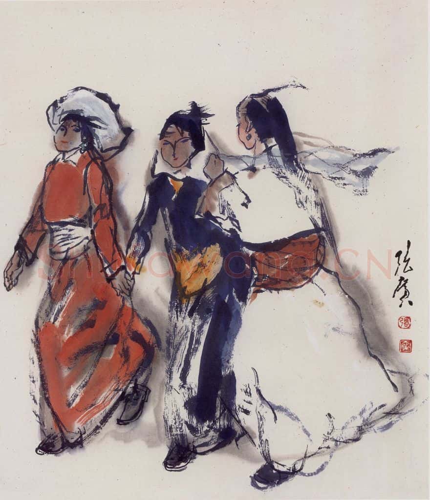 现代 张广《载歌行》书画作品