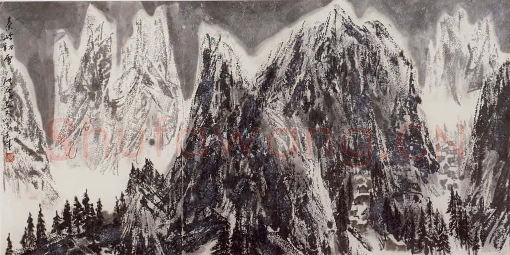 现代 张广《秦岭雪》书画作品