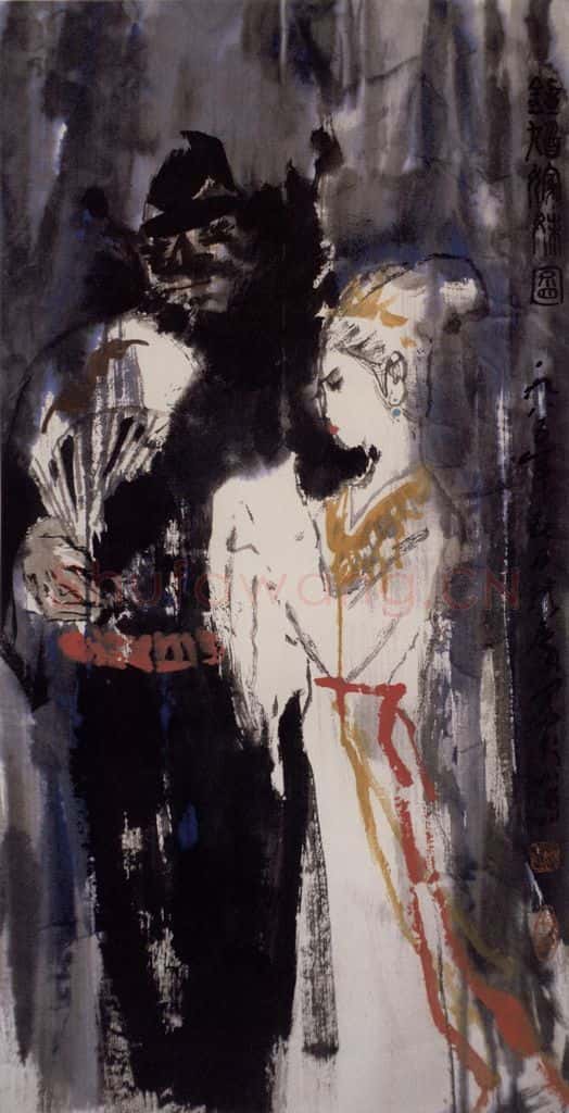 现代 张广《钟馗与小妹》书画作品