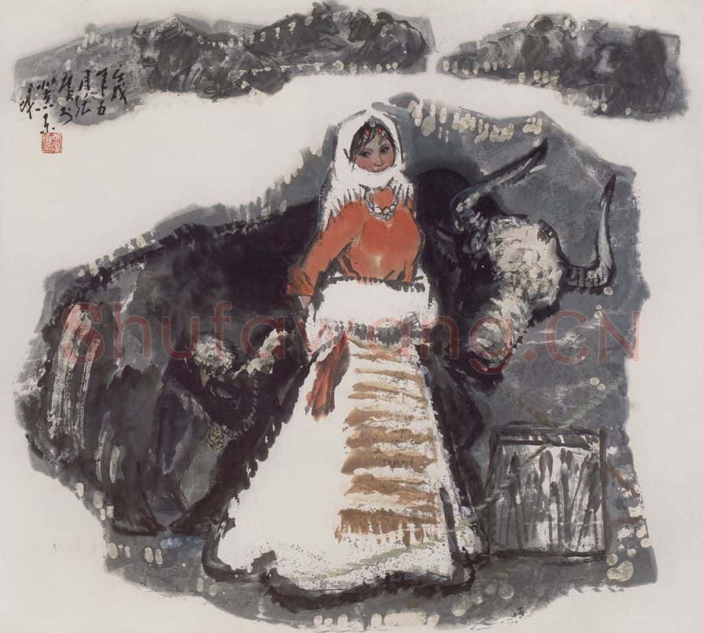 现代 张广《藏北风情》书画作品