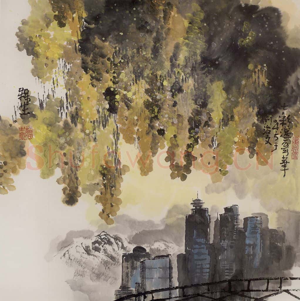2004年 赵梅生《七彩温哥华》书画作品