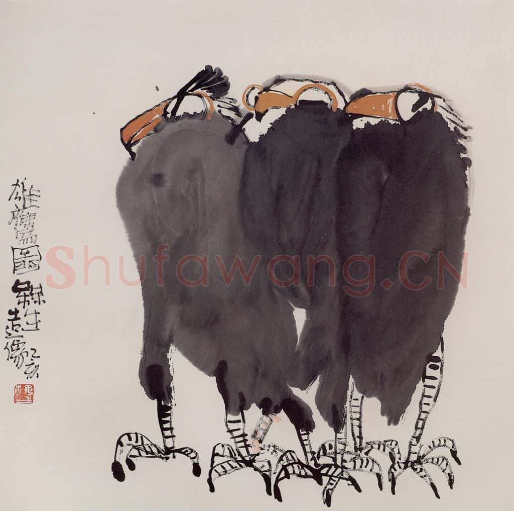 1995年 赵梅生《雄鹰图》书画作品