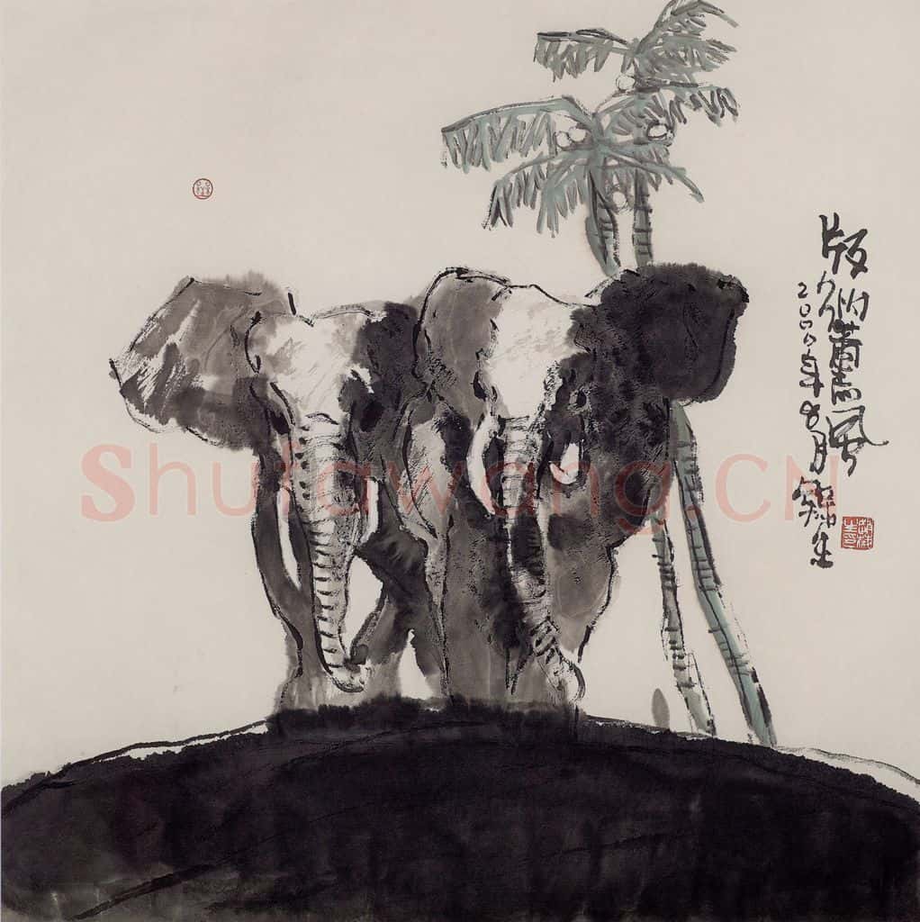 2000年 赵梅生《版纳熏风》书画作品