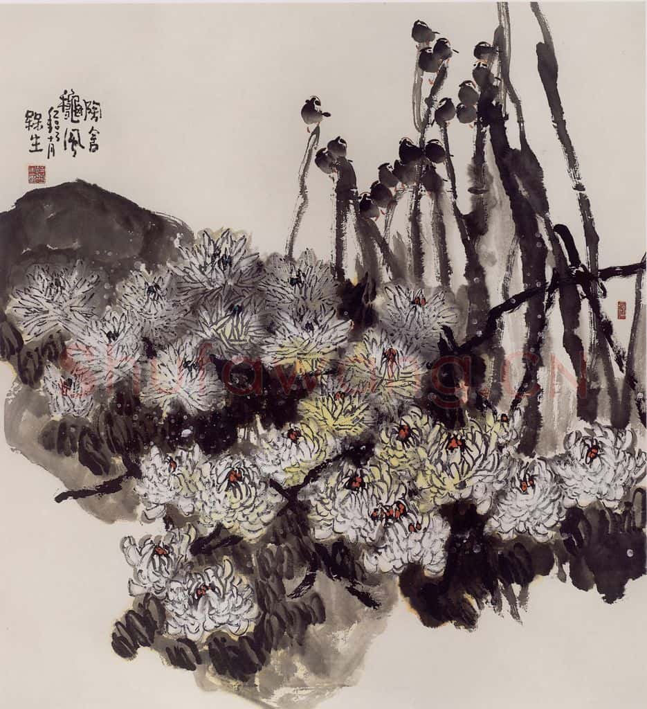 2003年 赵梅生《陶舍秋风》书画作品