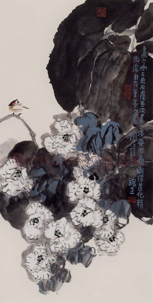 2003年 赵梅生《芙蓉》书画作品