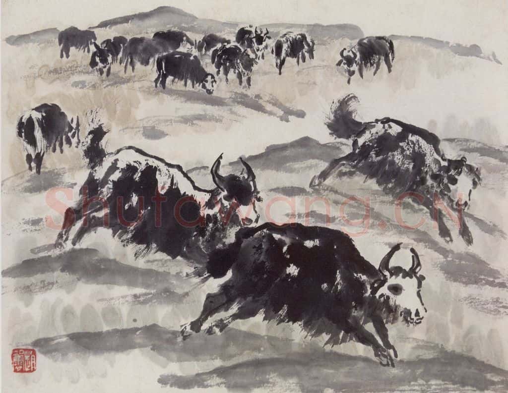1962年 赵望云《祁连山写生》书画作品