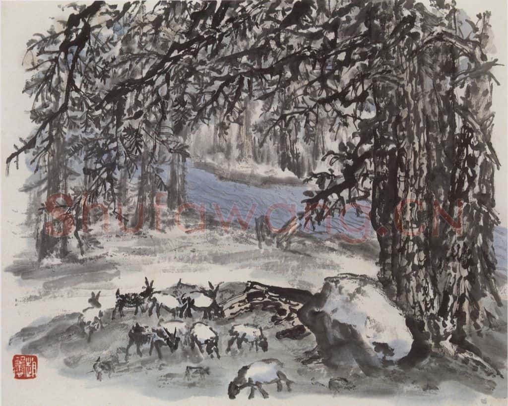 1962年 赵望云《祁连山写生》书画作品