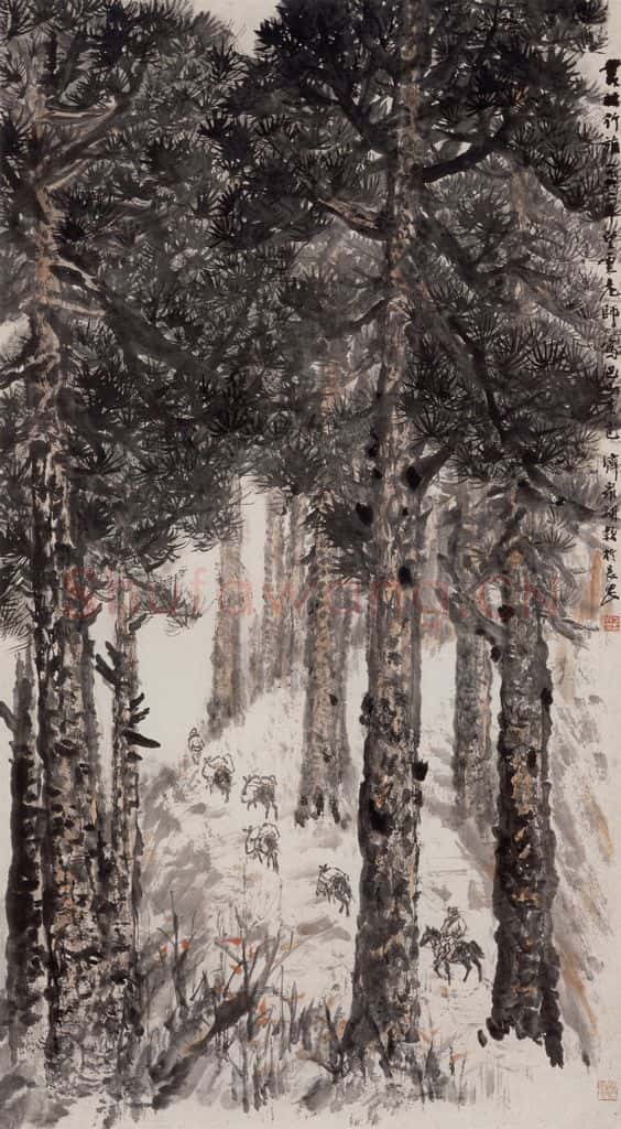 1962年 赵望云《丛林行踪》书画作品