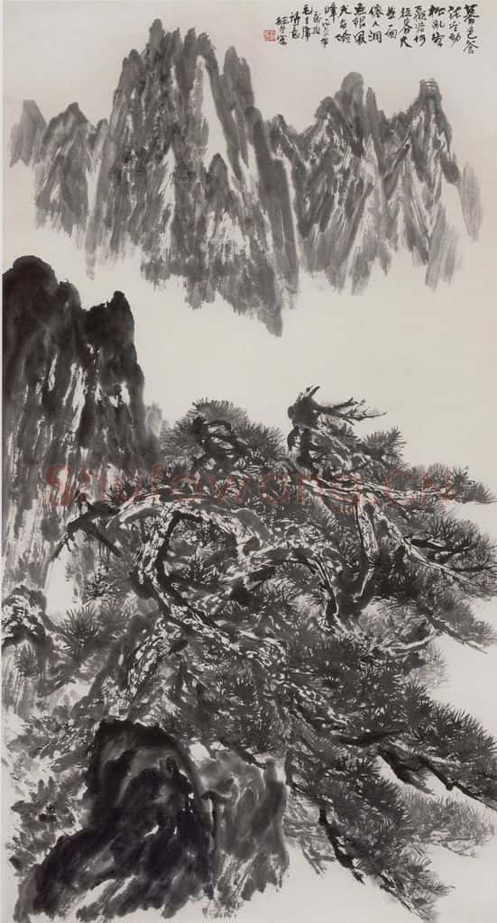 1964年 赵望云《暮色苍茫看劲松》书画作品