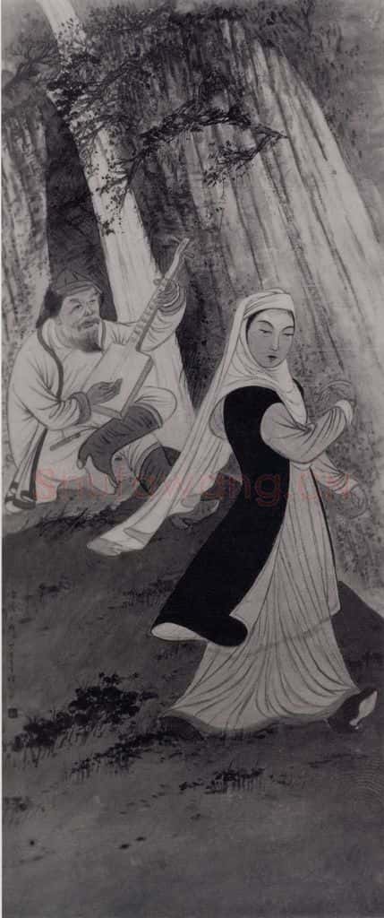 1943年 赵望云《哈萨克舞》书画作品